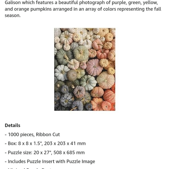 🧩 Jigsaw Puzzle 1000 pieces "Heirloom Pumpkins" by Galison 🧩 - Picture 6 of 7